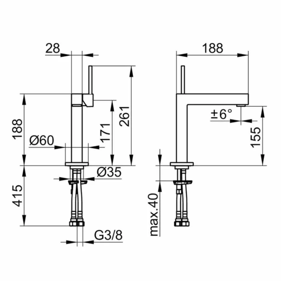 Moderní koupelnová umyvadlová baterie v chromovém provedení - Girino Viadurini
