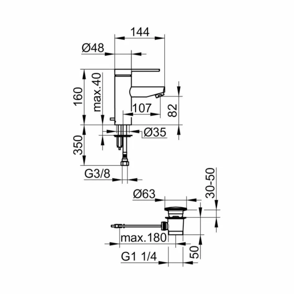 Moderní koupelnová umyvadlová baterie z chromovaného kovu - Zanio Viadurini