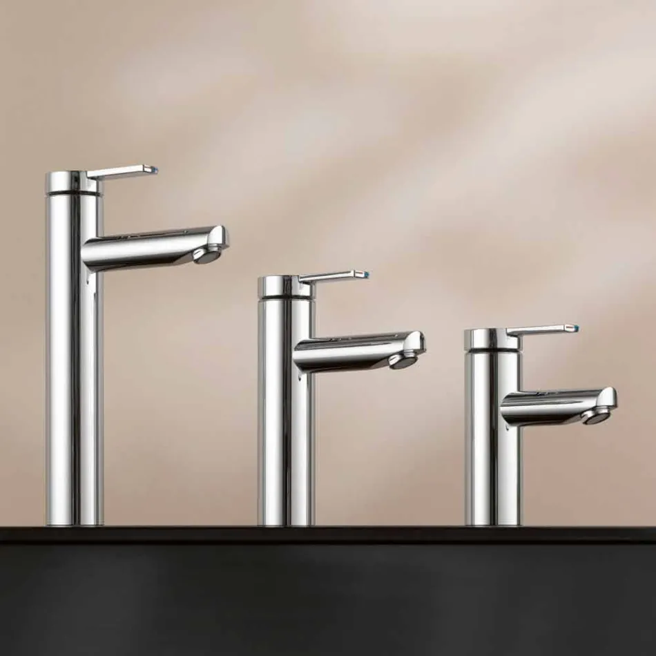 Páková směšovací baterie s kovovým umyvadlem v moderním designu - Zanio Viadurini