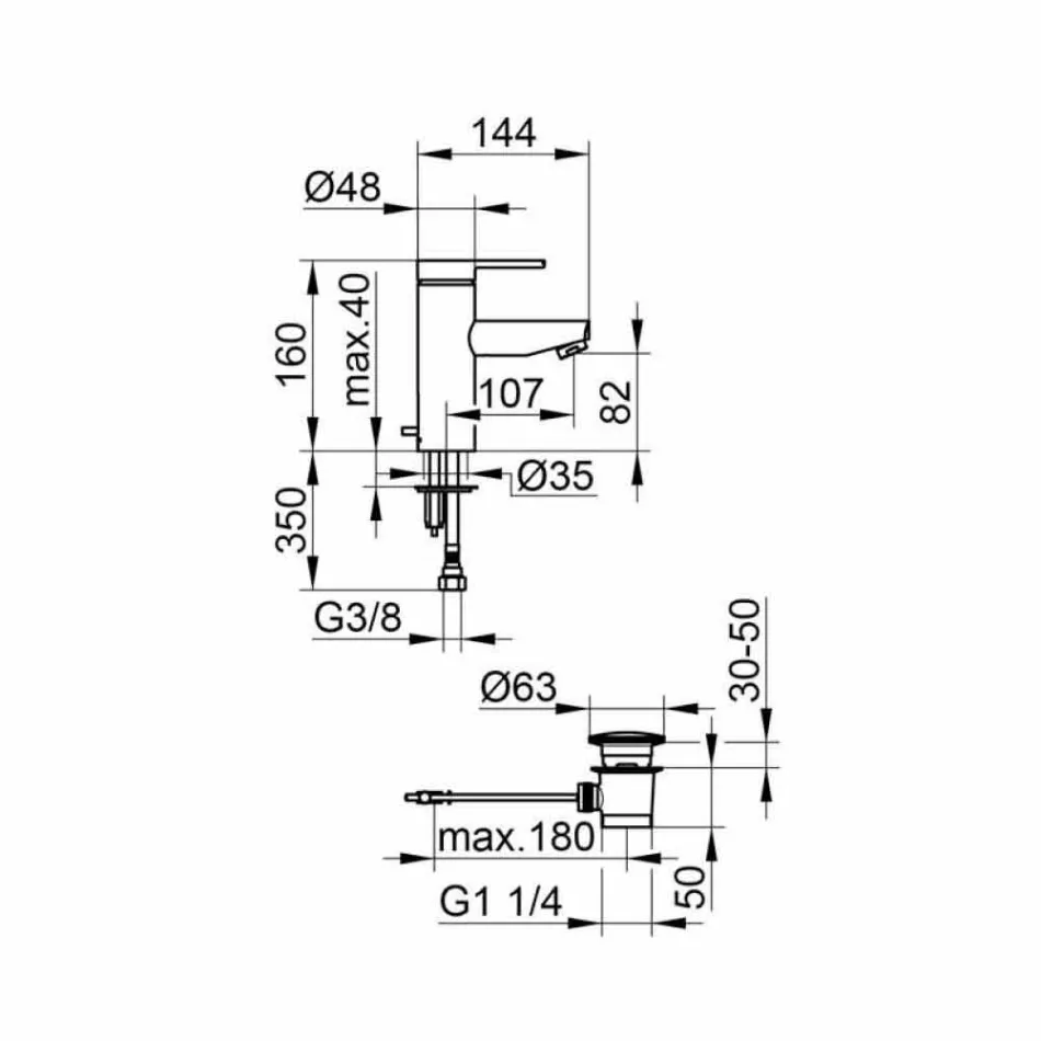 Páková směšovací baterie s kovovým umyvadlem v moderním designu - Zanio Viadurini