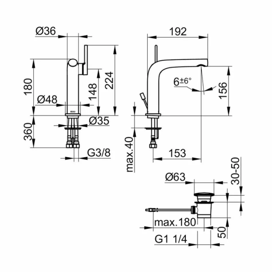 Moderní jednopáková umyvadlová baterie s odtokem z kovu - Pinto Viadurini