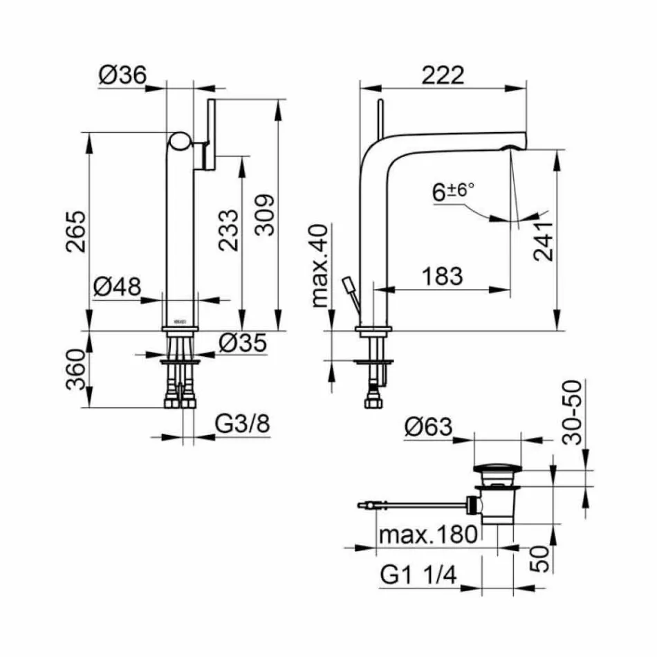 Moderní jednopáková umyvadlová baterie s odtokem z kovu - Pinto Viadurini