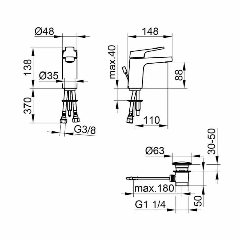 Moderní páková umyvadlová směšovací baterie z chromovaného kovu - Clari Viadurini