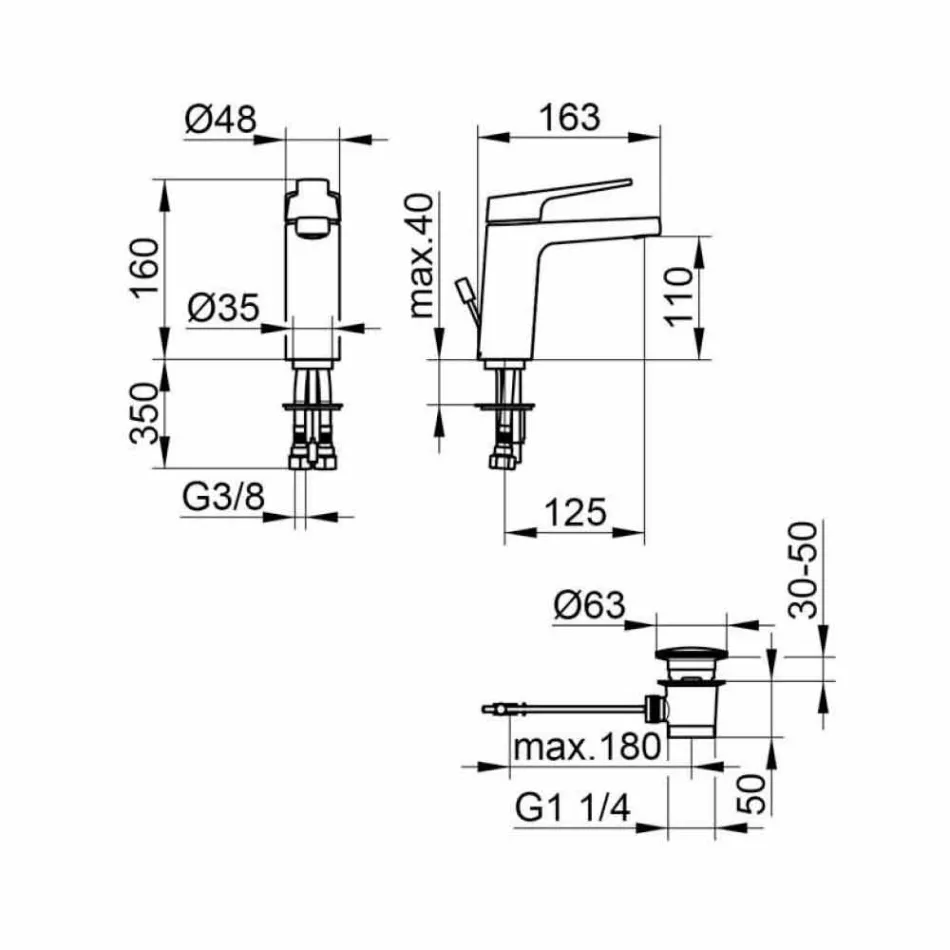 Moderní páková umyvadlová směšovací baterie z chromovaného kovu - Clari Viadurini