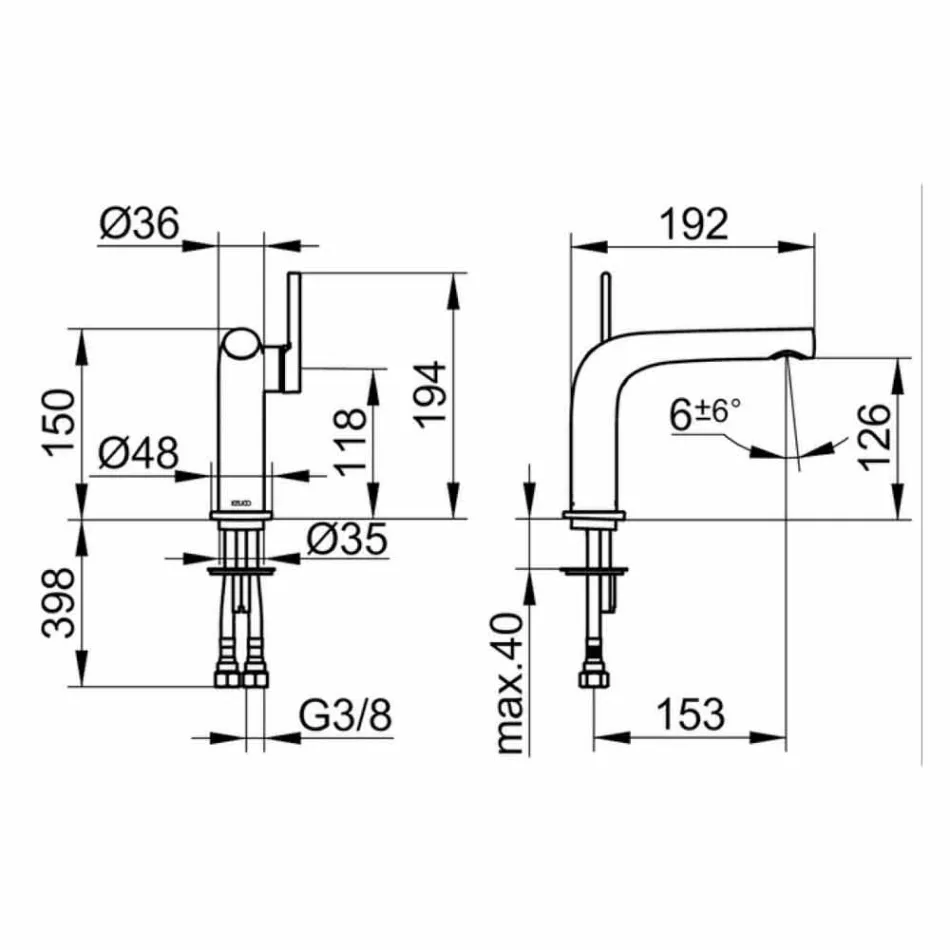 Moderní jednopáková baterie pro umyvadlo bez odtoku z kovu - Pinto Viadurini