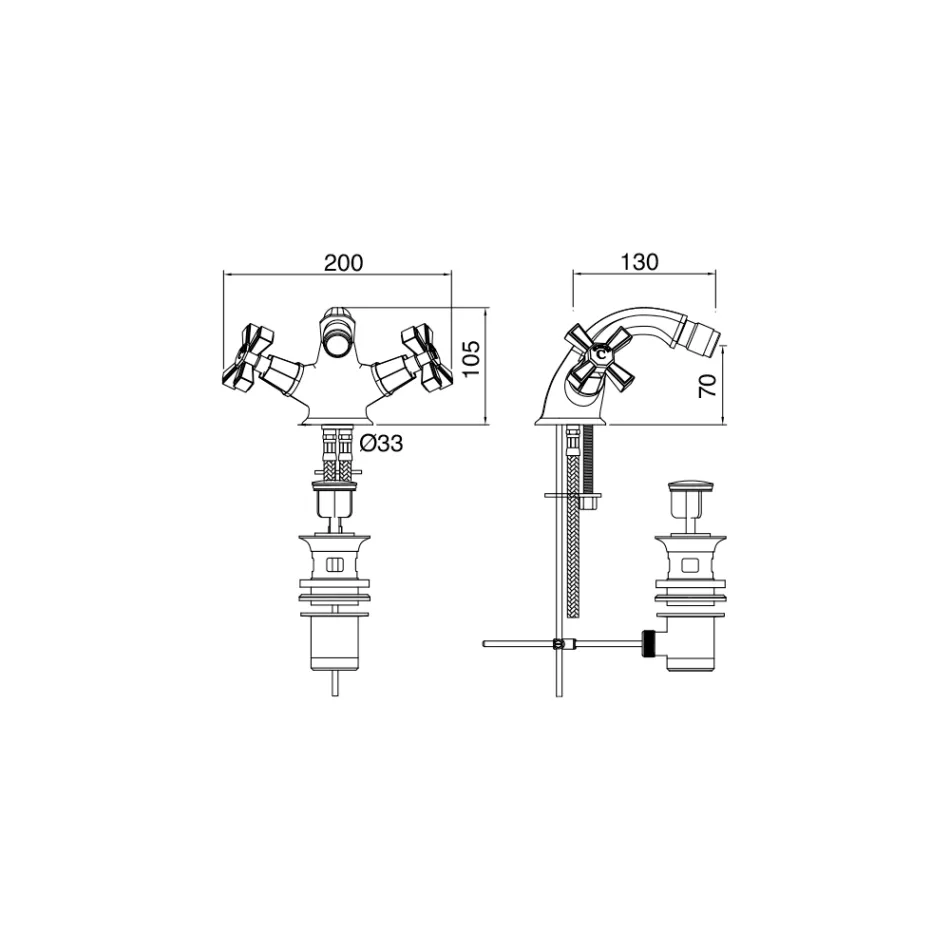Jednootvorová bidetová baterie z mosazi, vintage styl Made in Italy - Silvana Viadurini