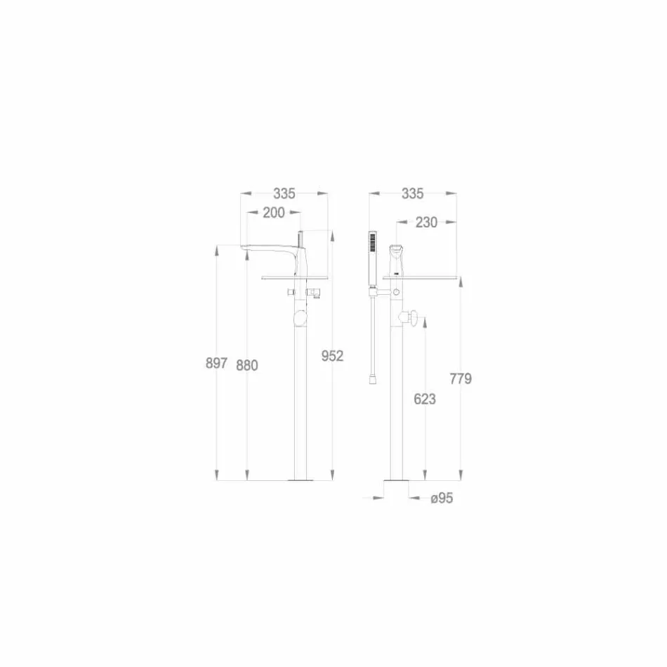 Moderní podlahová podlahová vanová baterie vyrobená v Itálii - Palimio Viadurini