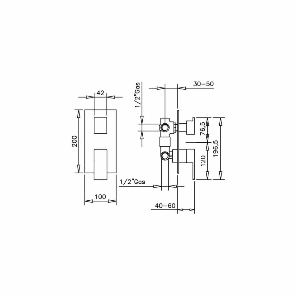 Sprchová baterie s třícestným přepínačem Made in Italy - Panela Viadurini