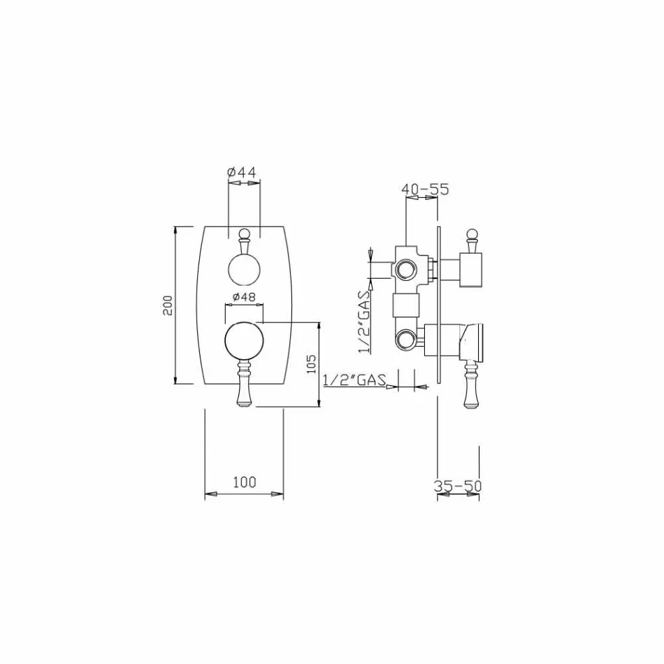 Sprchová baterie s třícestným přepínačem Made in Italy - Neno Viadurini