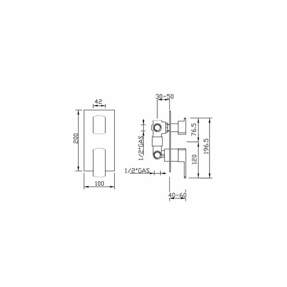 Sprchová baterie se třemi přepínacími vývody Made in Italy - Sika Viadurini