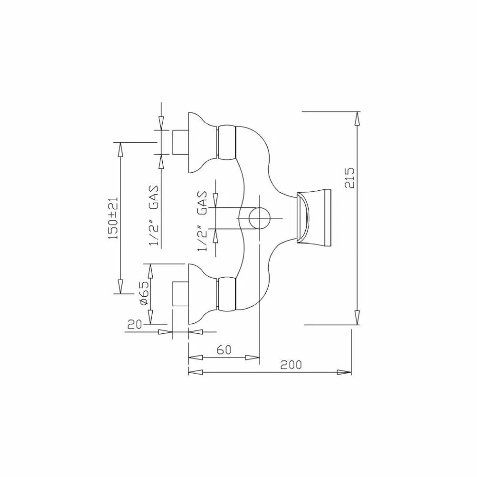 Designový mixér pro venkovní sprchu z mosazi vyrobený v Itálii - Neno Viadurini