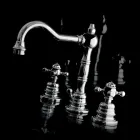 Moderní mosazná trojdírová umyvadlová baterie vyrobená v Itálii - Binsu Viadurini