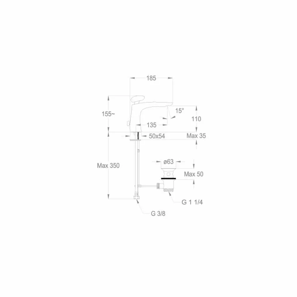 Moderní mosazná umyvadlová baterie vyrobená v Itálii - Besugo Viadurini