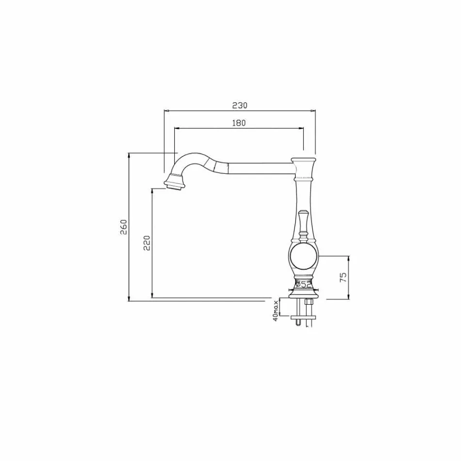 Umyvadlová baterie s otočným výtokem Made in Italy - Neno Viadurini