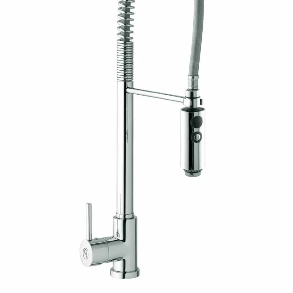 Kuchyňská umyvadlová baterie z mosazi s ruční sprchou vyrobené v Itálii - Kalimo Viadurini