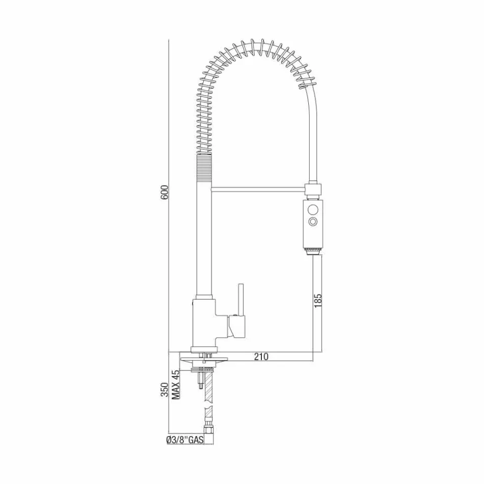 Kuchyňská umyvadlová baterie z mosazi s ruční sprchou vyrobené v Itálii - Kalimo Viadurini