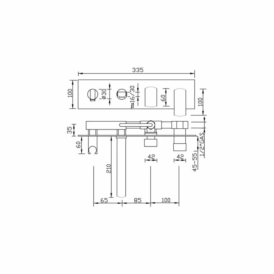 Moderní designová vanová baterie v mosazi vyrobená v Itálii - Sika Viadurini