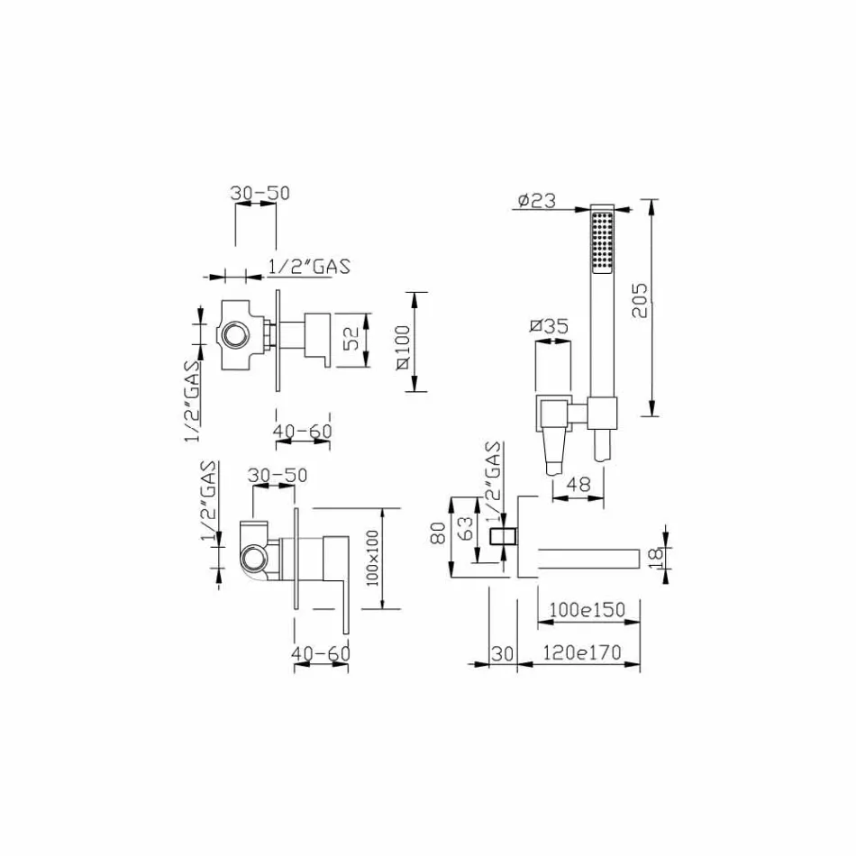 Vyrobeno v Itálii Designová vestavěná vanová baterie - Bibo Viadurini