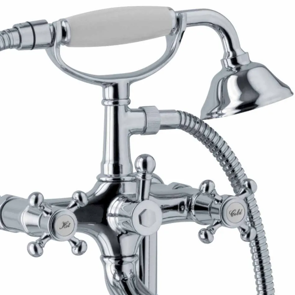 Podlahová vanová baterie v mosazi klasického designu vyrobená v Itálii - Lisca Viadurini