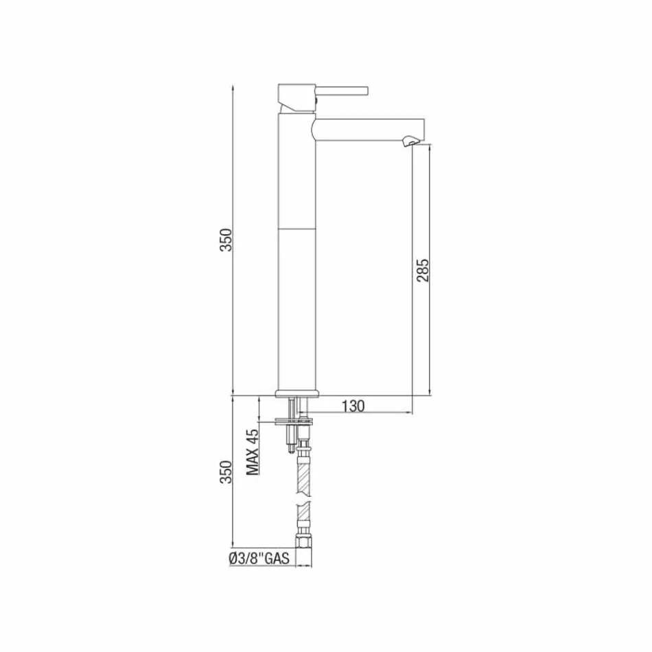 Prodloužená mosazná umyvadlová baterie bez odtoku vyrobená v Itálii - Ermia Viadurini
