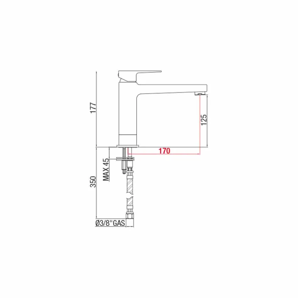 Rozšířená baterie bez odtoku pro umyvadlo z mosazi vyrobené v Itálii - Sindra Viadurini