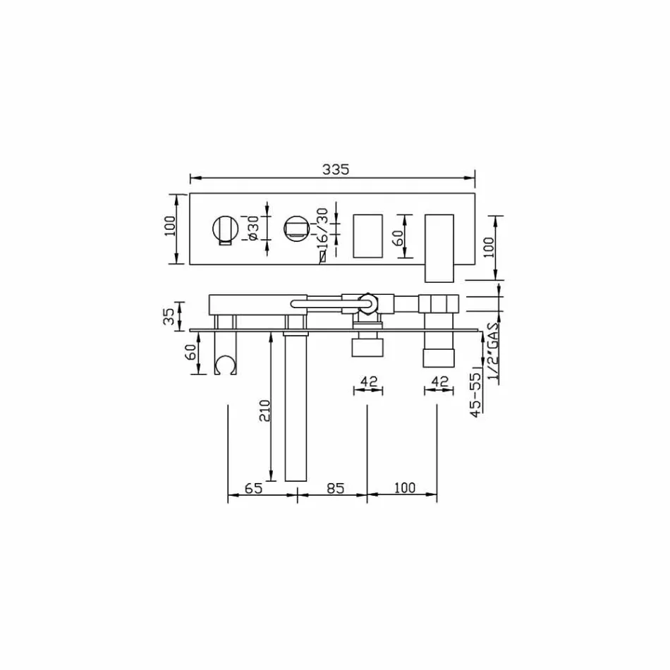 Vestavěná vanová baterie s přepínáním Made in Italy - Panela Viadurini