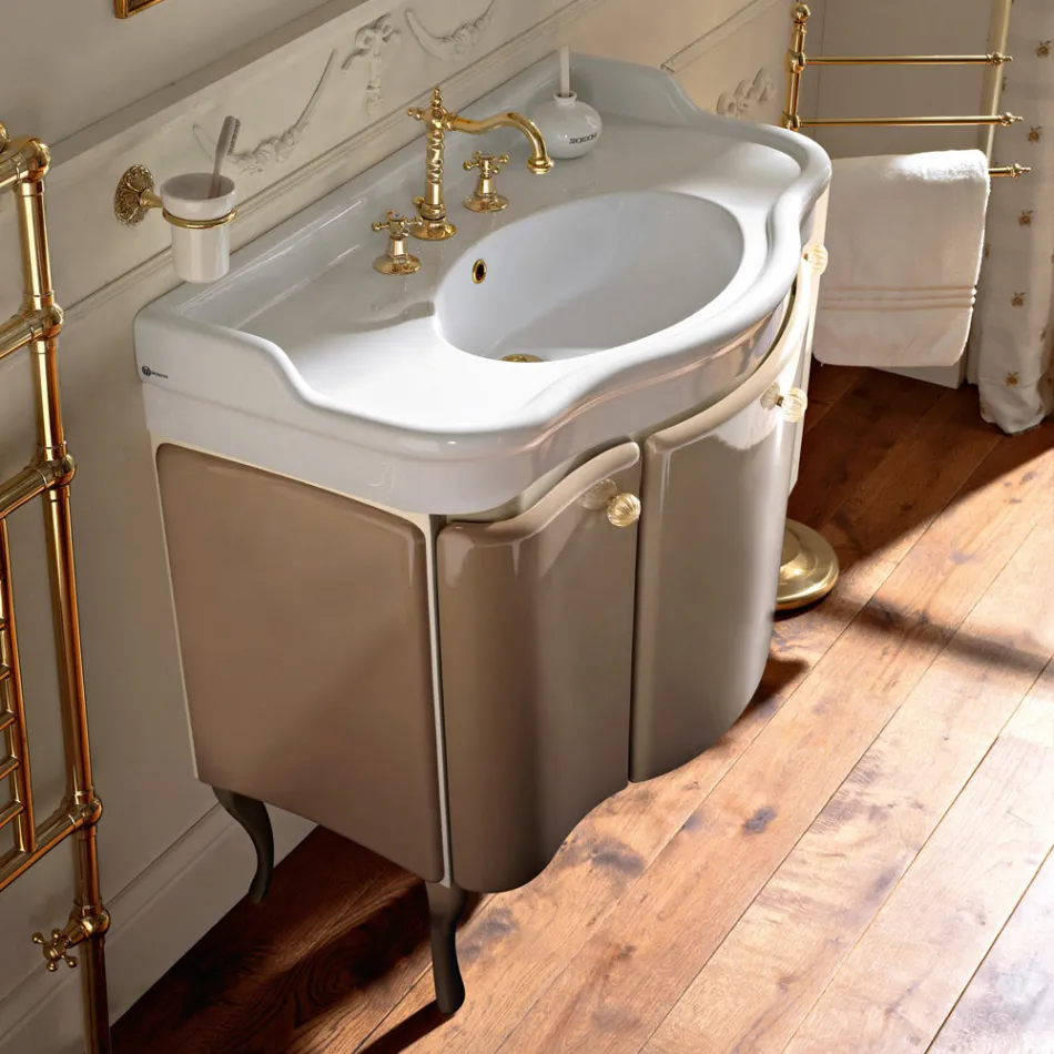 Skříňka se dvěma dvířky a lesklým lakovaným košem Made in Italy - Candy Viadurini