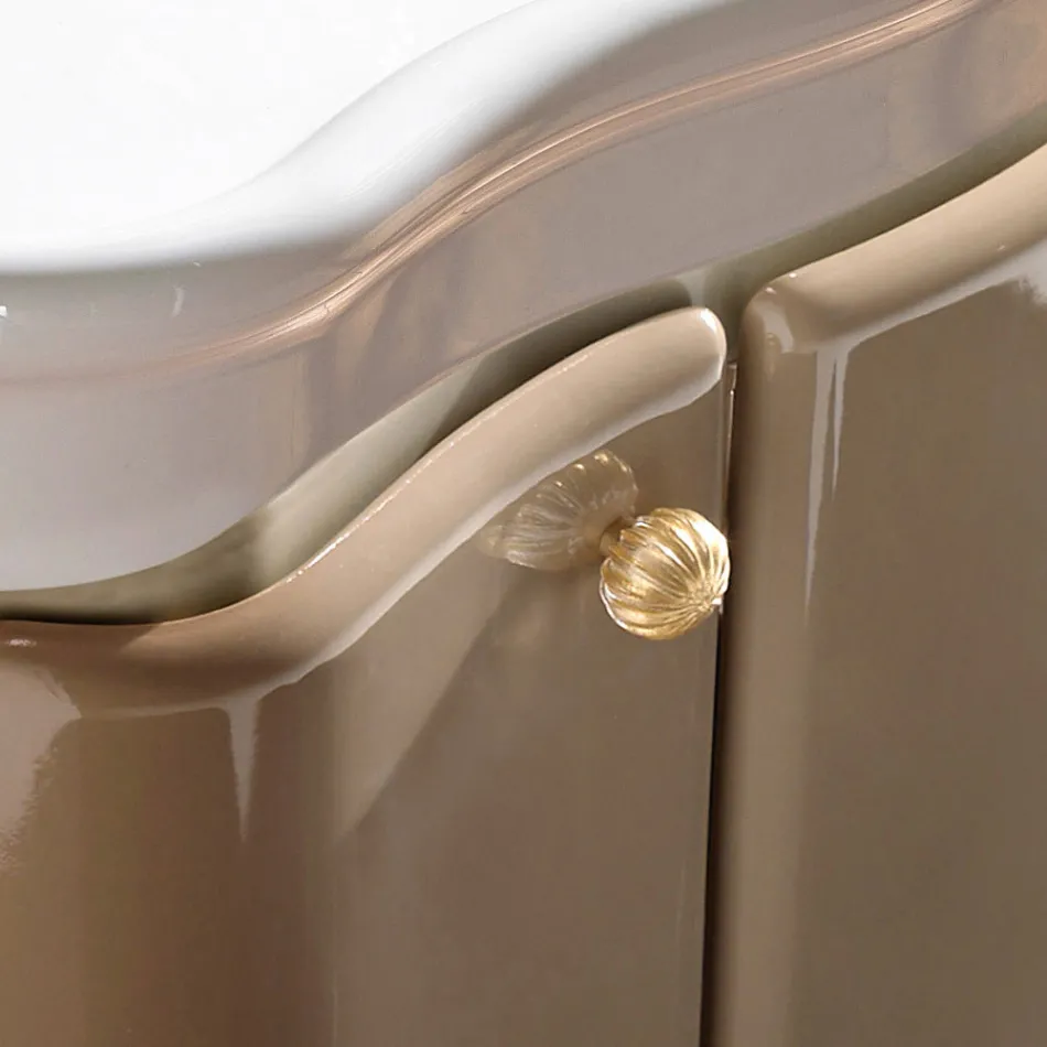 Skříňka se dvěma dvířky a lesklým lakovaným košem Made in Italy - Candy Viadurini