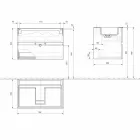 Závěsná skříňka do koupelny s integrovaným umyvadlem ve 3 rozměrech - Marione Viadurini