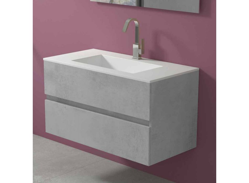 Závěsná skříňka do koupelny s integrovaným umyvadlem ve 3 rozměrech - Marione Viadurini