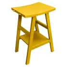 Rekultivovaný teakový koupelnový nábytek se žlutou polozakřivenou deskou - Raomi Viadurini