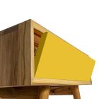Koupelnový nábytek z přírodního teaku se žlutou zásuvkou - Gatien Viadurini
