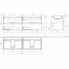Závěsný koupelnový nábytek s dvojitým vestavěným umyvadlem, moderní design - Dumbo Viadurini