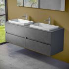 Závěsný koupelnový nábytek s dvojitým vestavěným umyvadlem, moderní design - Dumbo Viadurini