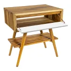 Podlahová koupelnová skříňka z recyklovaného teaku a bílé podpěry - Gatien Viadurini