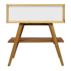 Podlahová koupelnová skříňka z recyklovaného teaku a bílé podpěry - Gatien Viadurini