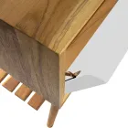 Podlahová koupelnová skříňka z recyklovaného teaku a bílé podpěry - Gatien Viadurini