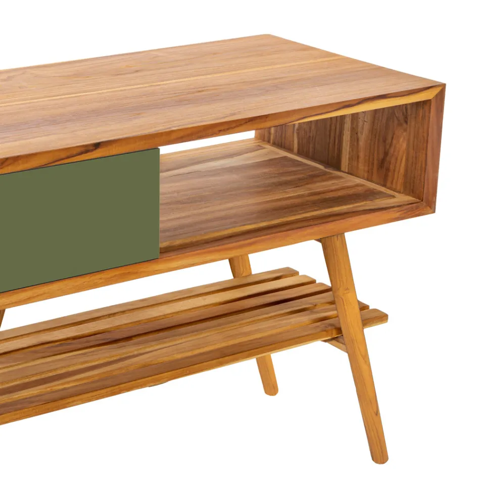 Moderní volně stojící koupelnová skříňka z přírodního zeleného teaku - Benoit Viadurini