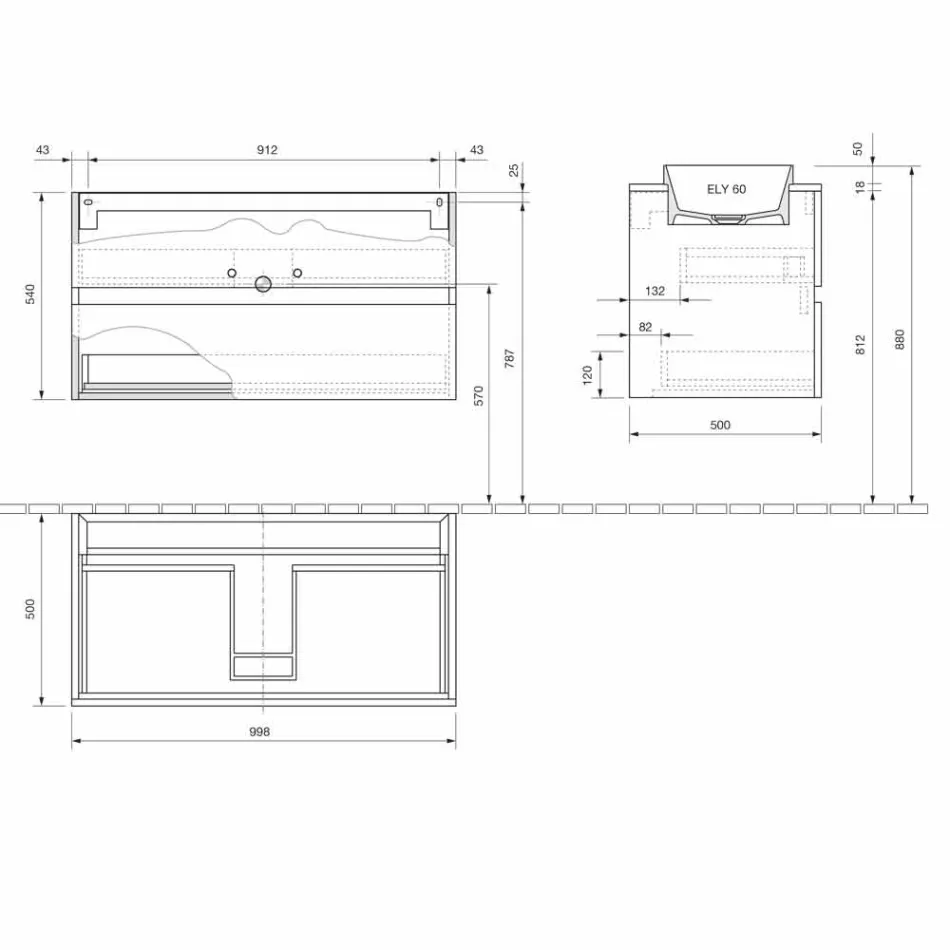 Koupelnová skříňka s vestavěným umyvadlem, moderní závěsný design - Casimira Viadurini