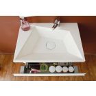 Koupelnová skříňka s umyvadlem a zrcadlem, moderní design z bílého dřeva a pryskyřice - Fausta Viadurini