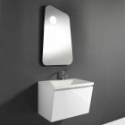 Koupelnová skříňka s umyvadlem a zrcadlem, moderní design z bílého dřeva a pryskyřice - Fausta Viadurini