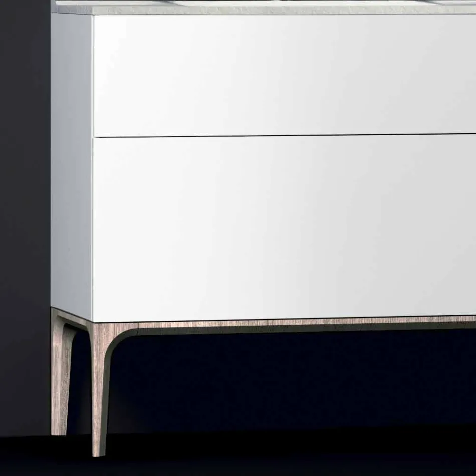 Koupelnová skříňka s integrovaným moderním dřezem Jantarová, pryskyřičná a lakovaná dřevo Viadurini