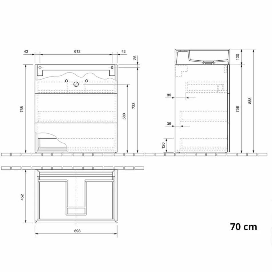 Moderní designová podlahová koupelnová skříňka z laminátu s pryskyřičným umyvadlem - Pompeje Viadurini