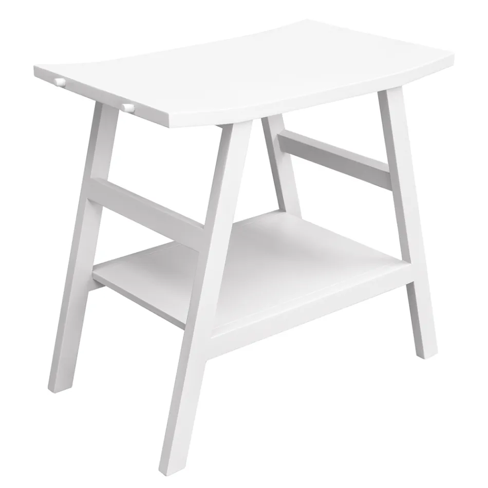 Rekultivovaná koupelnová skříňka v teakovém designu s bílou deskou a podpěrou - Crina Viadurini