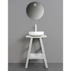 Designová koupelnová skříňka z přírodního teaku s matnou bílou deskou a podpěrou - Raomi Viadurini