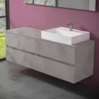 Koupelnová skříňka v moderním designu s pravým nebo levým umyvadlem na desku 4 povrchové úpravy - Alchimeo Viadurini