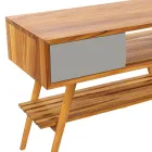 Koupelnová skříňka z recyklovaného teakového šedého s šedou zásuvkou - Benoit Viadurini