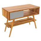 Koupelnová skříňka z recyklovaného teakového šedého s šedou zásuvkou - Benoit Viadurini