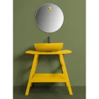 Koupelnová skříňka ze žlutého teaku s poloprohnutou deskou a pohodlnou policí - Crina Viadurini