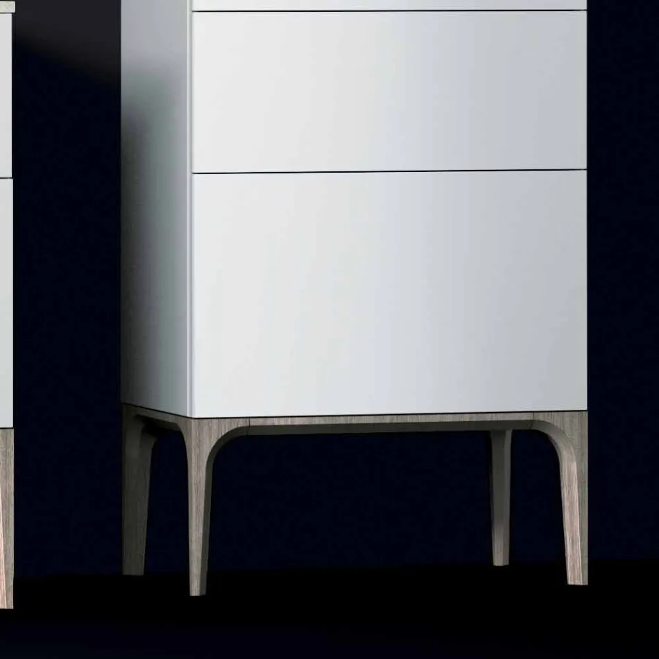 Moderní koupelnová skříňka se 3 zásuvkami z lakovaného dřeva Amber vyrobená v Itálii Viadurini